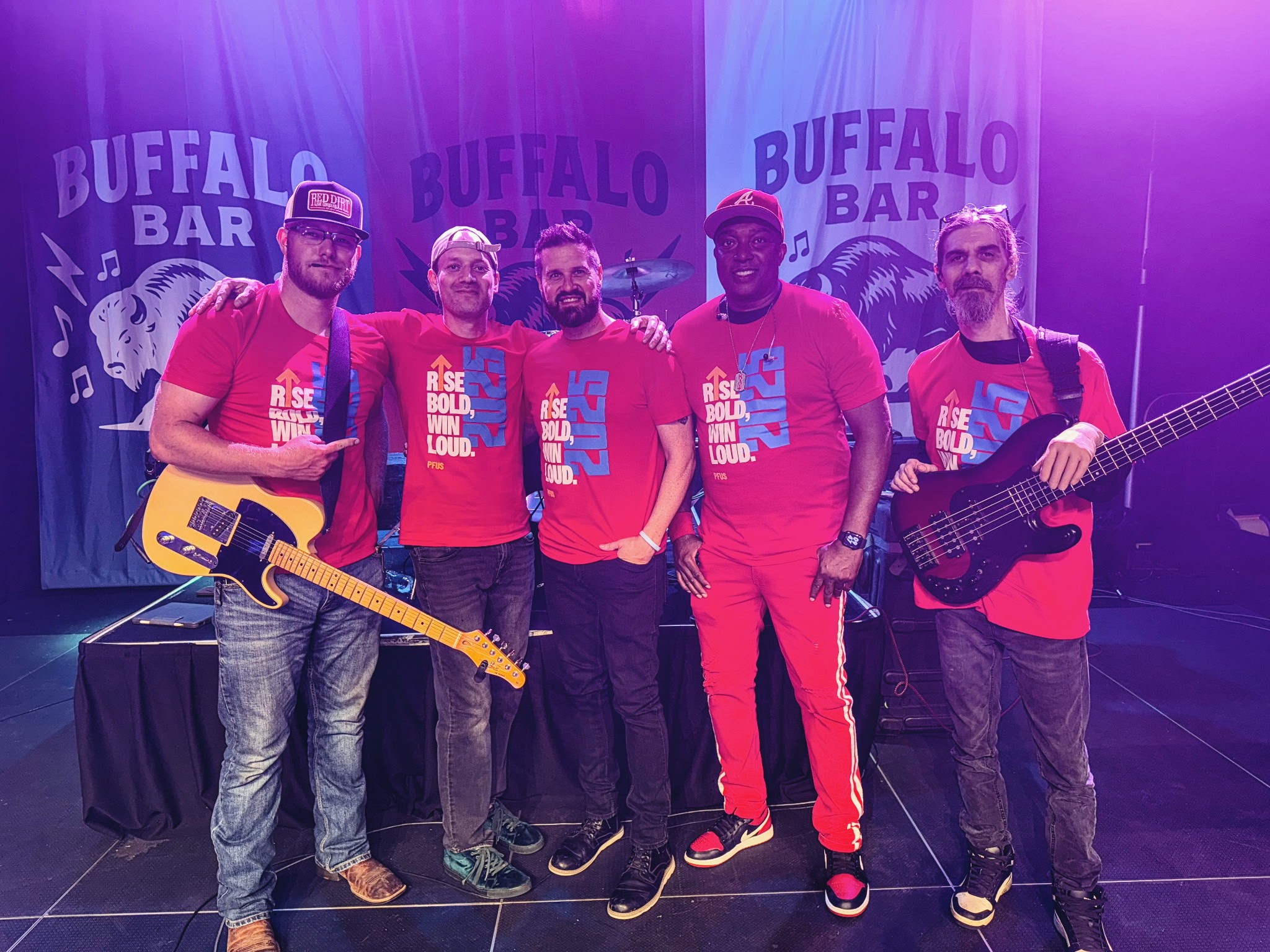 The Decades musicians together at a live event